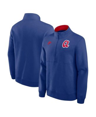 Nike - Men's Royal Atlanta Braves Cooperstown Collection Fleece Half-Zip Pullover Hoodie
