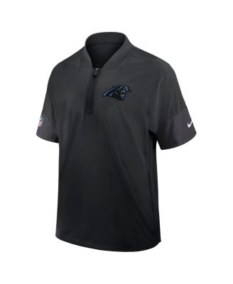 Men's Black Carolina Panthers Sideline Short Sleeve Quarter-Zip Coach Jacket