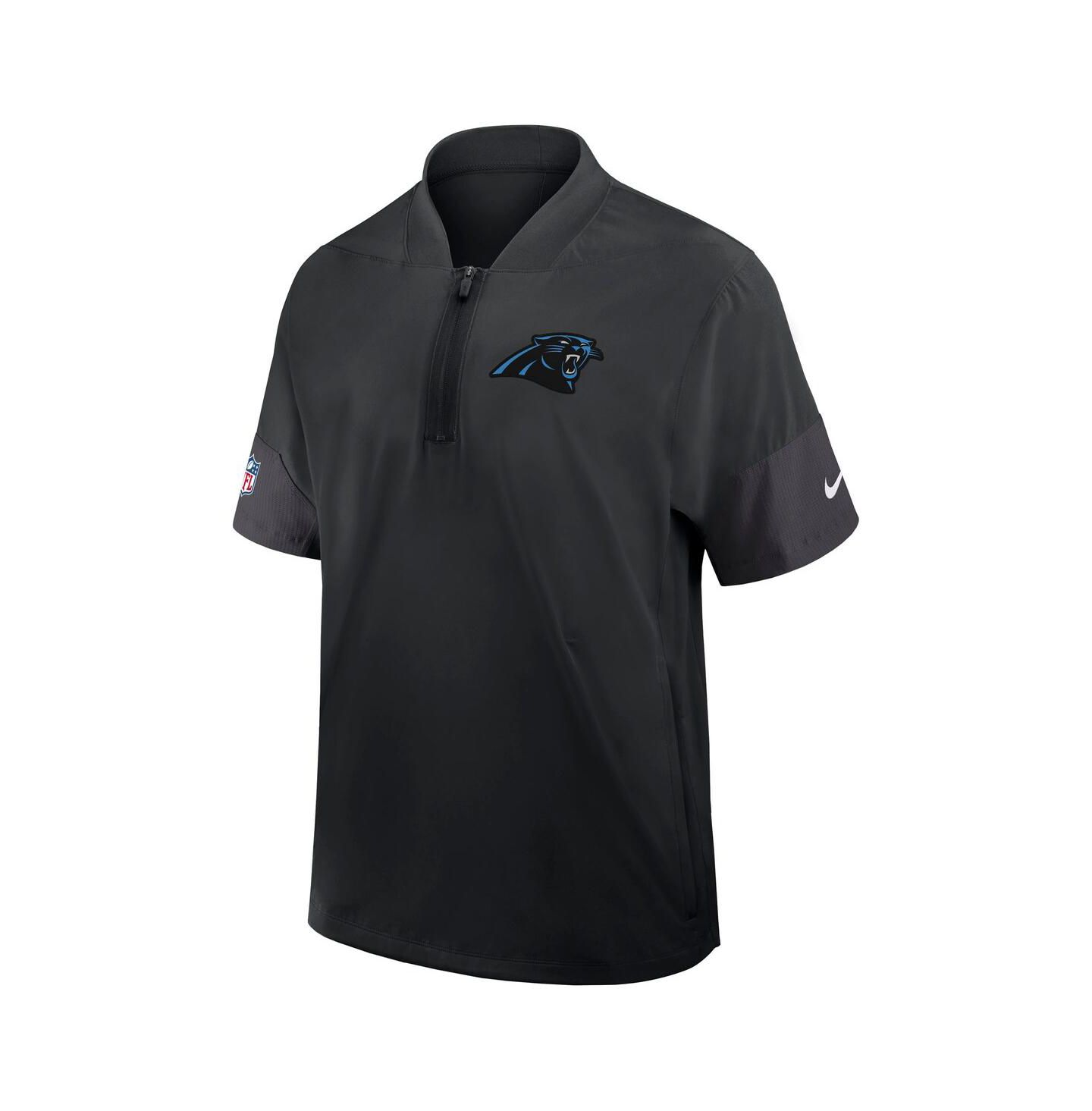 Мужская куртка Nike Black Carolina Panthers Sideline Short Sleeve Quarter-Zip Coach — фото 2