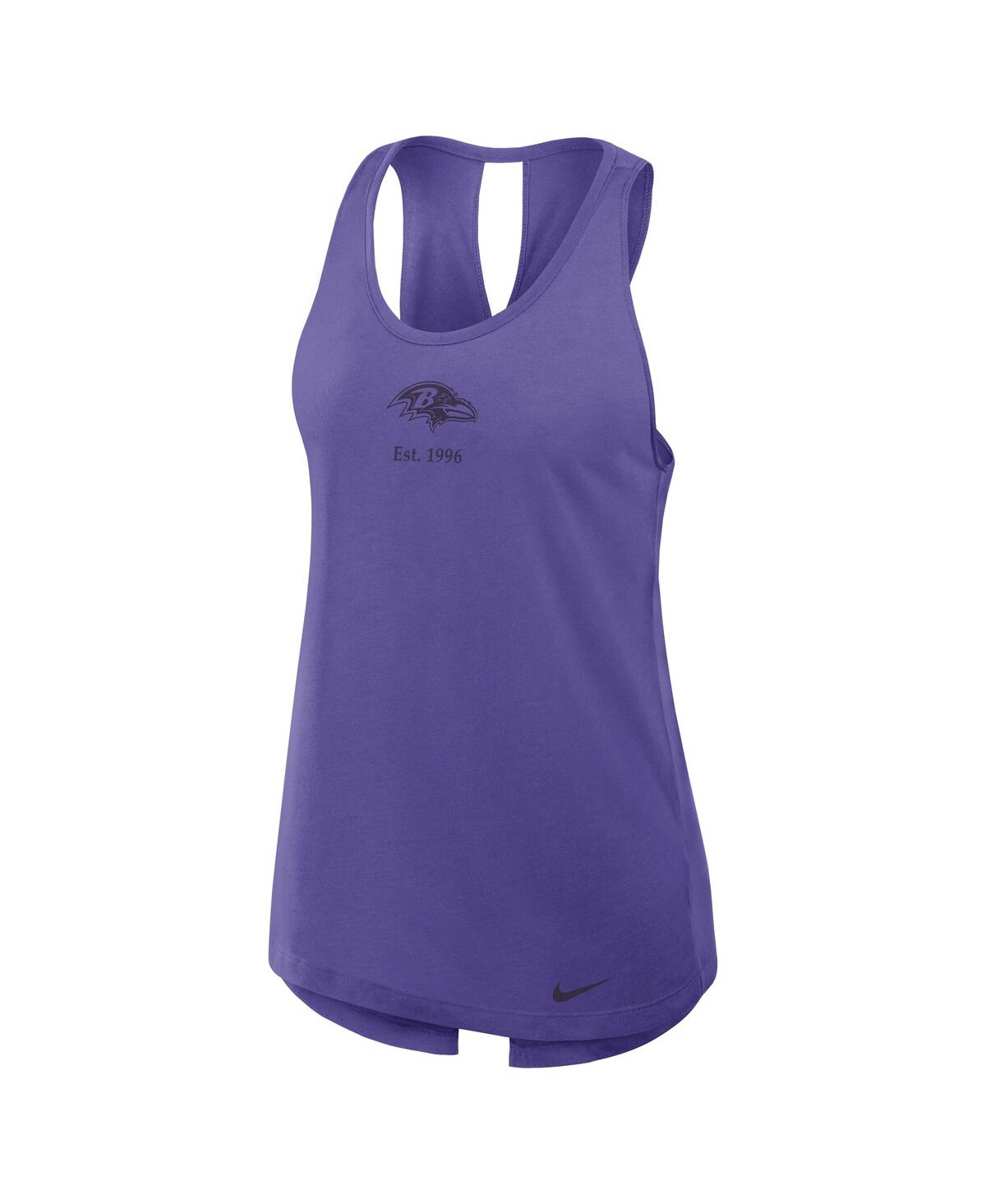 Nike Purple Baltimore Ravens Glory Crisscross Performance Tank Top In Purple