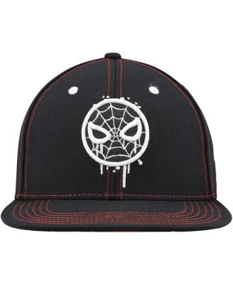 Big Boys and Girls Black Spider-Man Glow-in-the-Dark Snapback Hat