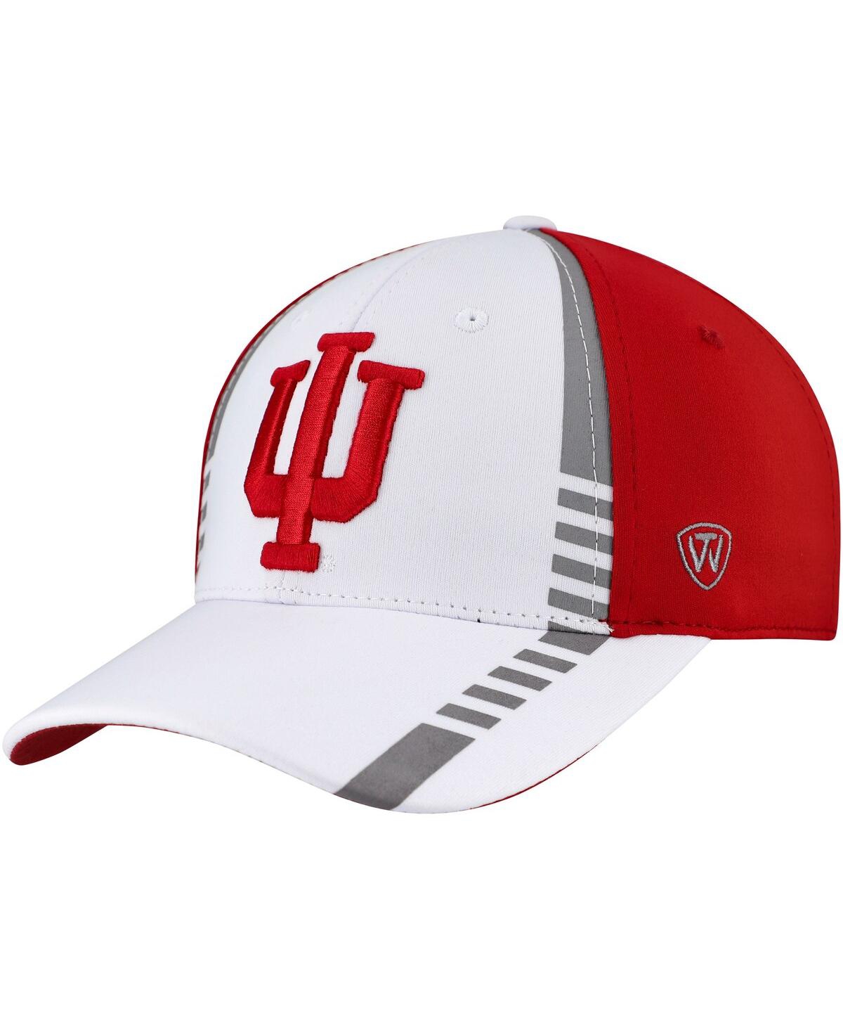 Top Of The World Men's White/crimson Indiana Hoosiers One-fit Two-tone Flex Hat