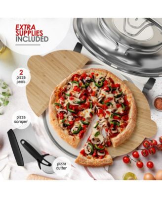 12 Inch Countertop Electric Indoor Stone Pizza Oven - Heats up to 790°F for Crispy Crust