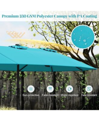 15 Feet Double-Sided Patio Umbrella with 48 LED Lights-Turquoise