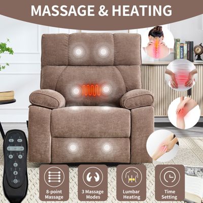 Heat Massage Dual Motor Infinite Position Up to 350 LBS Large Electric Power Lift Recliners with Hidden Cup Holders, Power-Remote