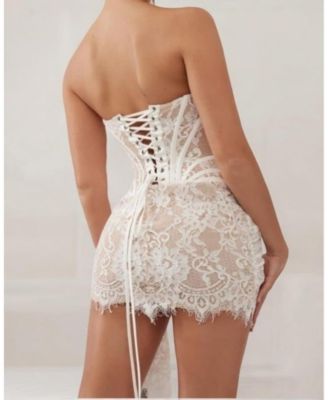 Women's Lace Corset Draped Mini Dress
