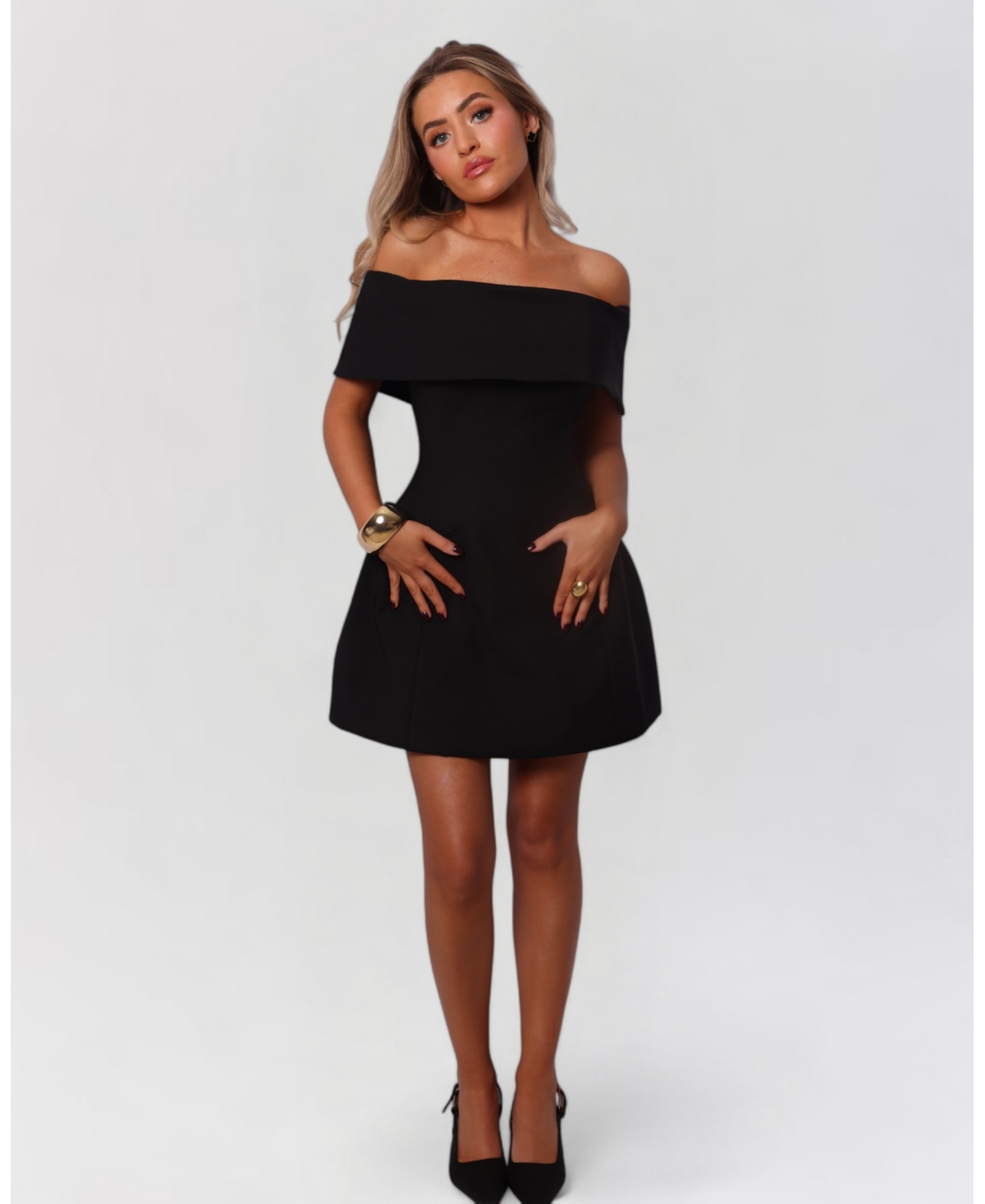 Women's Strapless Off The Shoulder A-Line Mini Dress - Black