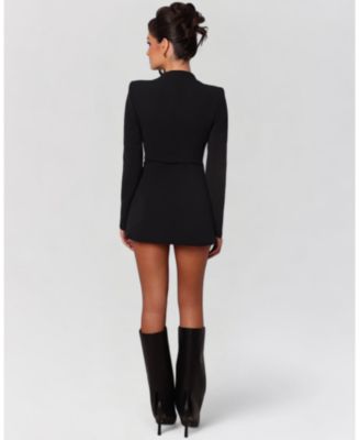 Women's Long Sleeve Gold Button Down Blazer Mini Dress