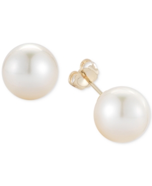 image of Cultured White South Sea Pearl Stud Earrings (11mm) in 14k Gold