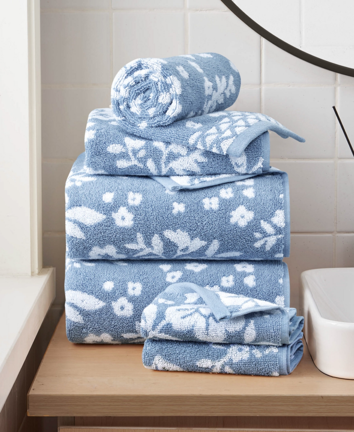 Lucky Brand Folk Floral Cotton 6-pc. Bath Towel Set In Blue