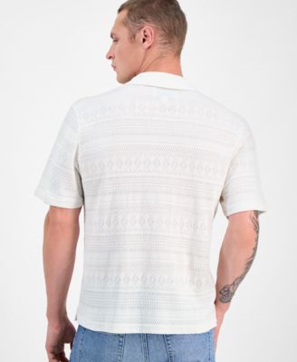 Men's Alessio Short Sleeve Textured Knit Button-Front Camp Shirt, Exclusively at Macy's
