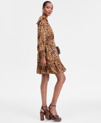 Women's Animal-Print Volume-Sleeve Dress, Exclusively at Macy's