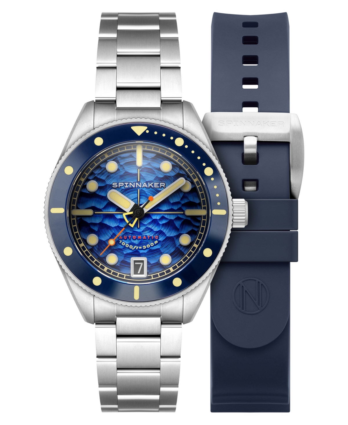 Men's Challenger Automatic Solid Stainless Steel Bracelet Watch, 42mm - Blue