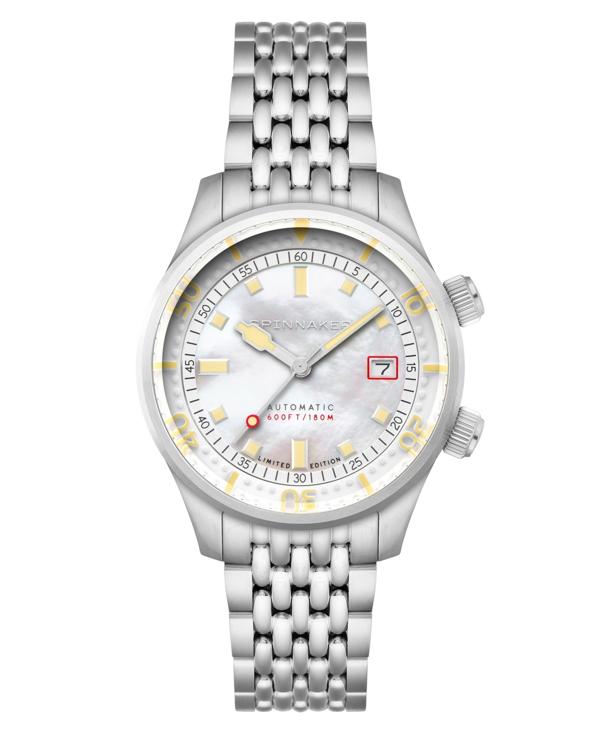 Men's Bradner Mother of Pearl Diver Automatic Limited Edition Solid Stainless Steel Bracelet Watch, 42mm - White