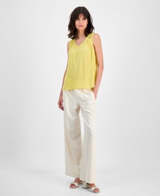 Women's V-Neck Sleeveless Lace-Shoulder Top