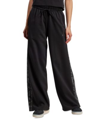 adidas - Women's Leopard-Print Stripes Relaxed Wide-Leg Pants