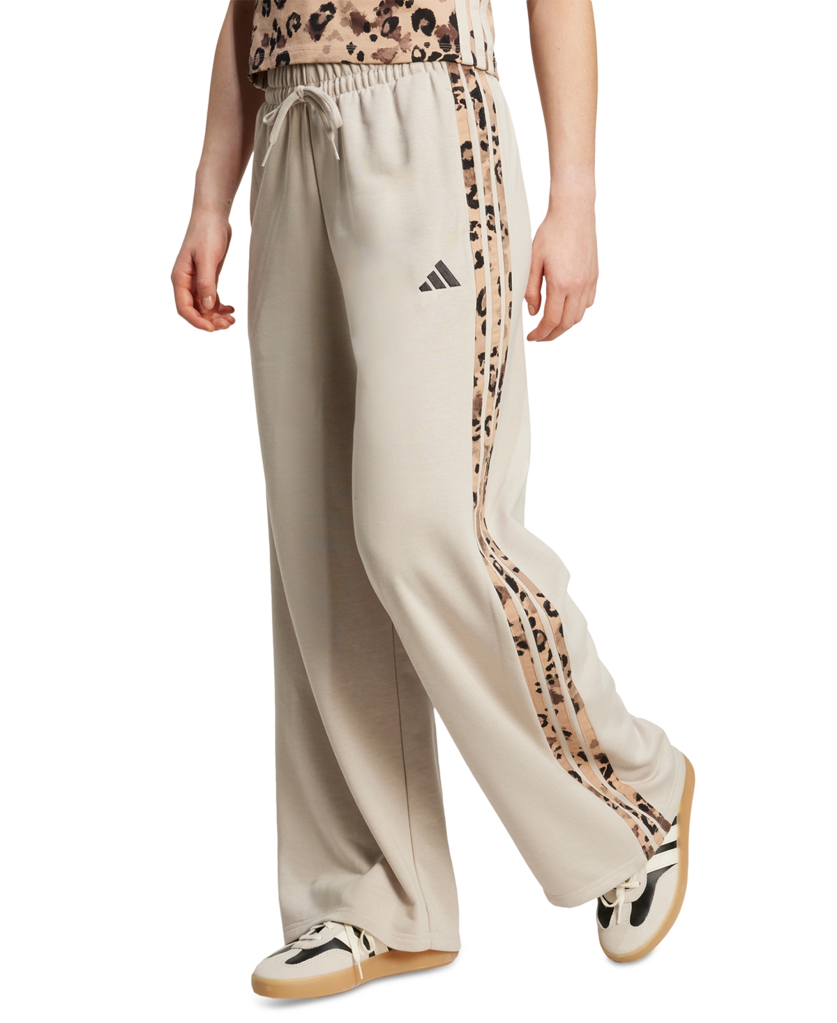Women's Leopard-Print Stripes Relaxed Wide-Leg Pants - Black/multicolor