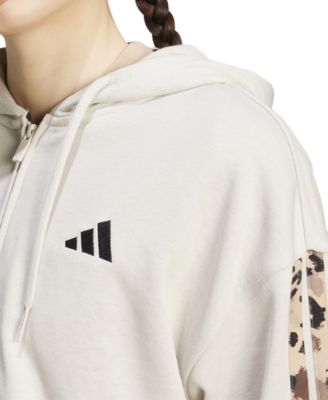 Women's Animal-Print 3-Stripe French Terry Zip Hoodie