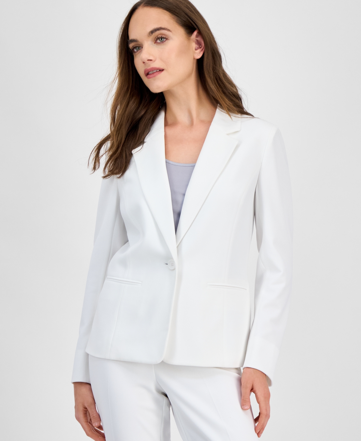 Women's Notch-Collar One-Button Blazer - Natural White