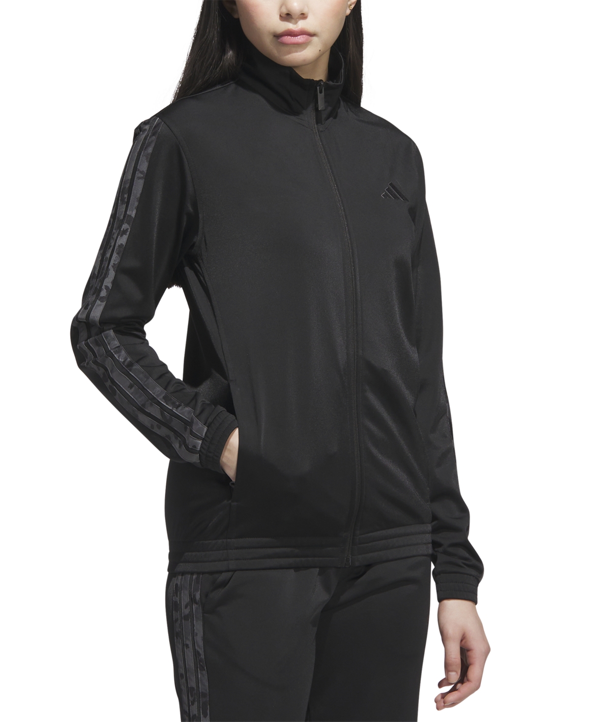Adidas Originals Women's Animal-print Stripe Tricot Track Jacket In Black