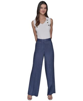 Women's Pinstriped Wide-Leg Pants