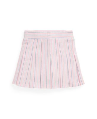 Toddler and Little Girls Striped Pleated Oxford Mesh Skort