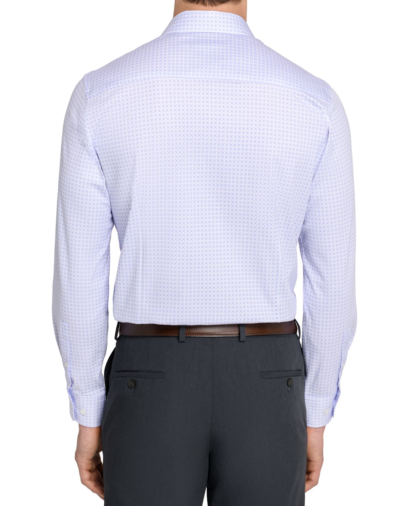 Мужская рубашка MICHELSONS OF LONDON Men Checkered Print Hybrid Slim Fit Easy Care Long Sleeve, цвет: Белый фиолетовый — фото 3