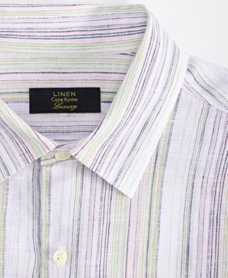 Men's Elevated Barry Regular-Fit Stripe Button-Down Linen Shirt, Exclusively at Macy's 