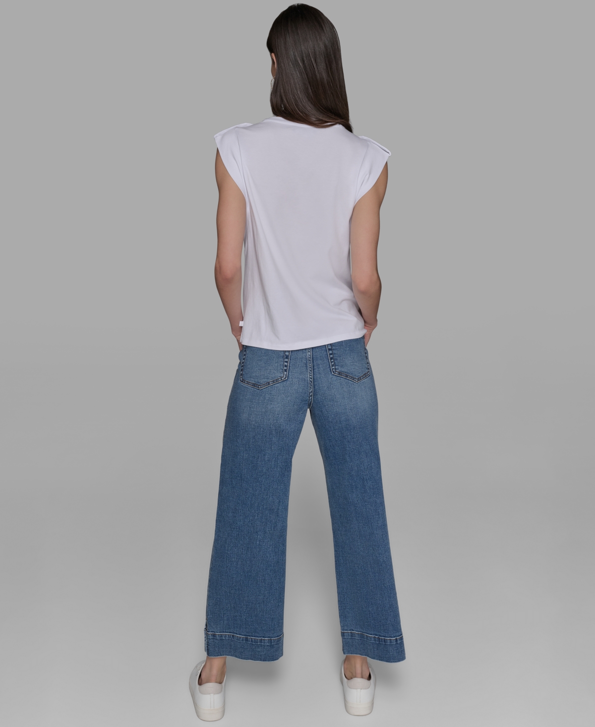 Karl Lagerfeld Plus Size C'est La Vie Extended-shoulder Top In White