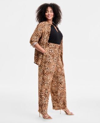 Plus Size Cheetah Printed High-Rise Pants, Exclusively at Macy's 