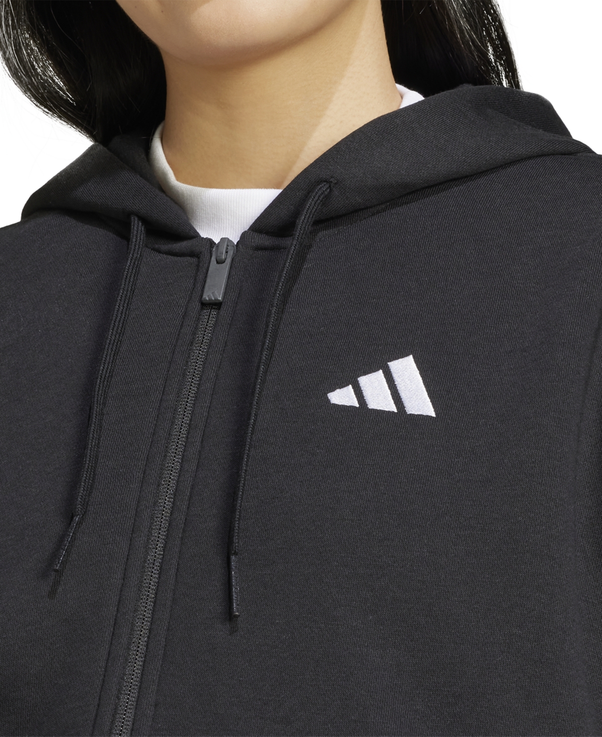 Adidas Originals Women's 3-stripe Logo Zip Hooded Track Jacket In Black