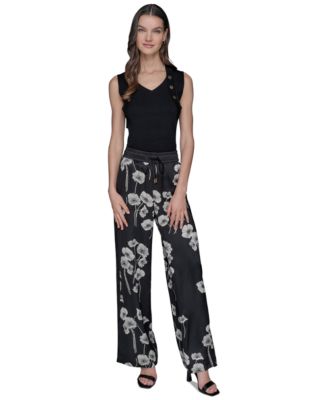 Women's Floral-Print Drawstring Pants