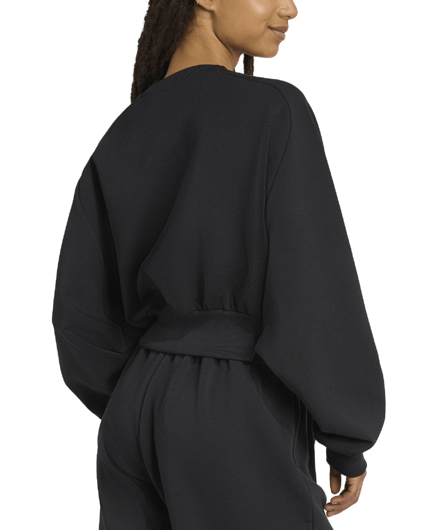 Женский свитшот adidas Soft Lux Relaxed Crewneck, цвет: Чёрный — фото 9