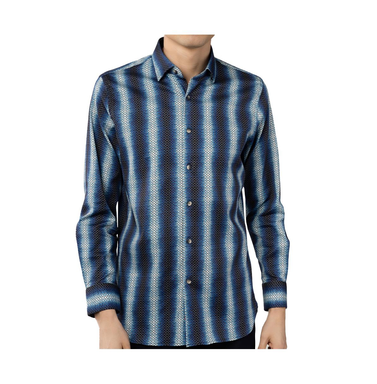 Men's Multi Blue with printed Gold Circle chain - Navy blue with gold links