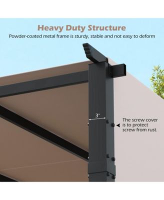 10 x 10 ft Flat Top Pergola with Retractable Canopy for Garden Pool Porch and Backyard