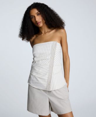 Women's Strapless Fitted Side-Pleat Top