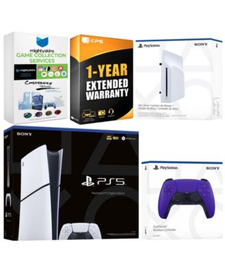 PlayStation 5 Slim Digital Bundle with Disc Drive, Extra Controller, MightySkins Game Collection and 1 Year Extended Warranty