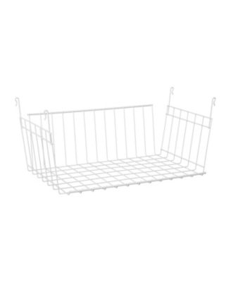17 In Wide Hanging Basket for Wire Shelving Organizer, White (2 Pack)