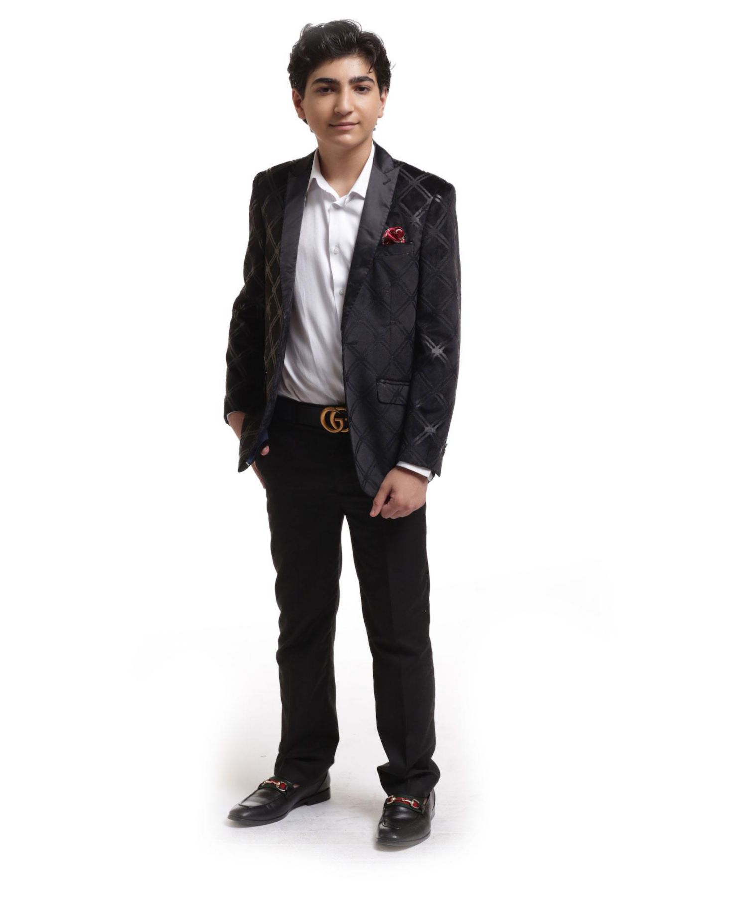 Toddler Black Slim Fit Plaid Jacket