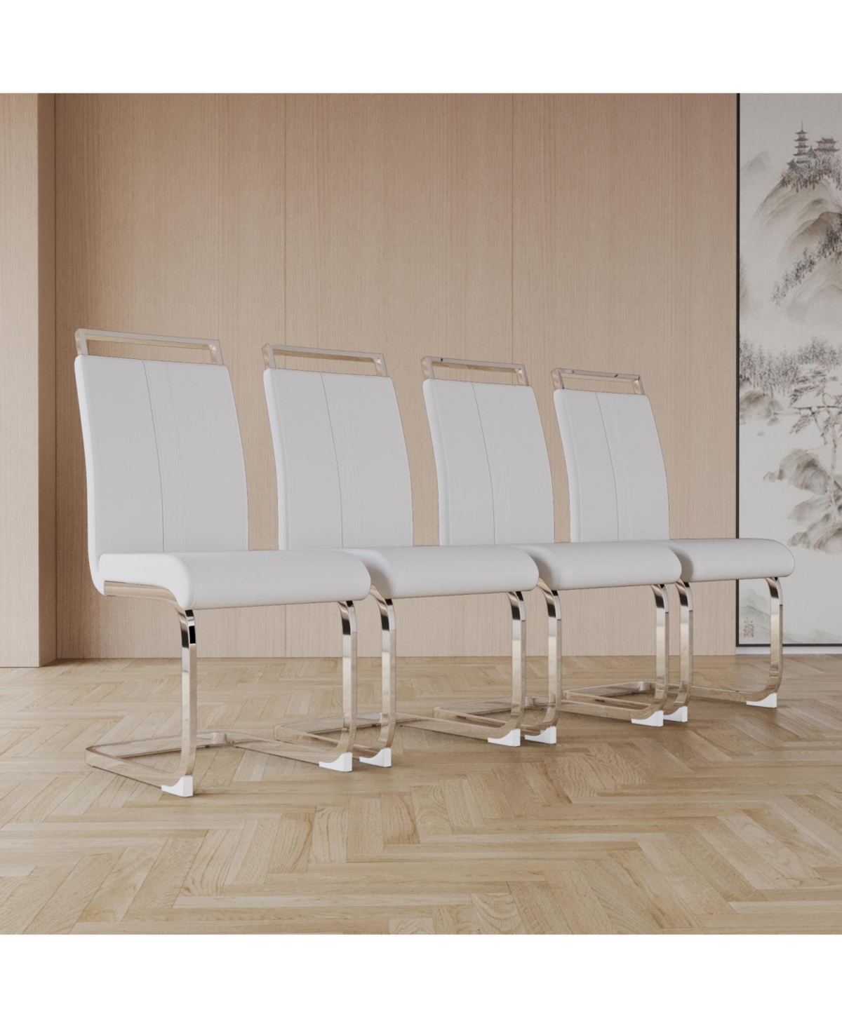 Streamdale Furniture Modern Pu Faux Leather Dining Chairs (Set of 4)