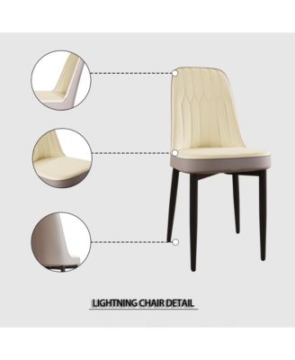 Modern PU Leather Dining Chairs with Cushions (Set of 4), Black Metal Legs.