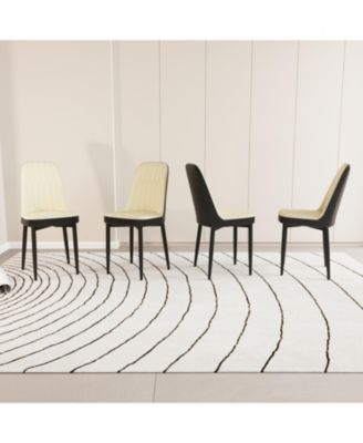 Streamdale Modern Dining Chair with PU Leather and Black Legs, Set of 4 (Beige and Black)