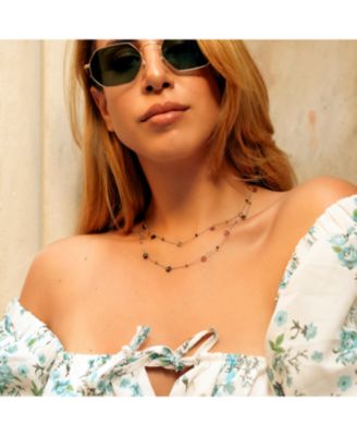 Sterling Silver Fine Tourmaline Double Layer Necklace