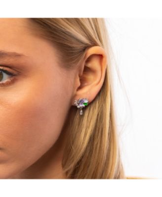 Pansy Violet Floral Earring in Sterling Silver