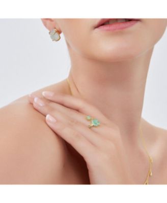 Green Four Leaves Clover Luck Ring Sterling Silver