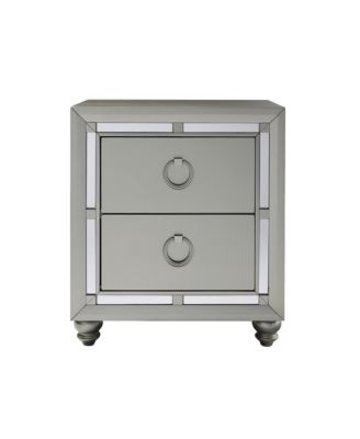 Modern Tone Nightstand with 2 Drawers and Mirror Accents