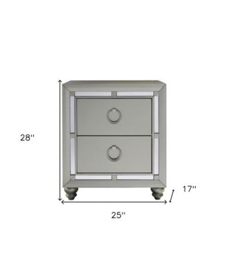 Modern Tone Nightstand with 2 Drawers and Mirror Accents