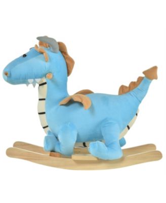 Kids Plush Ride-On Rocking Horse Toy Dinosaur Ride Rocking Chair with Realistic Sounds for18-36 Months, Blue
