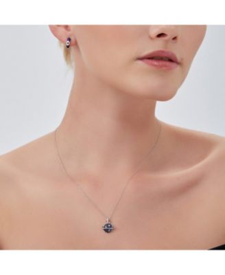 Blue Saturn Jewelled Sterling Silver Necklace