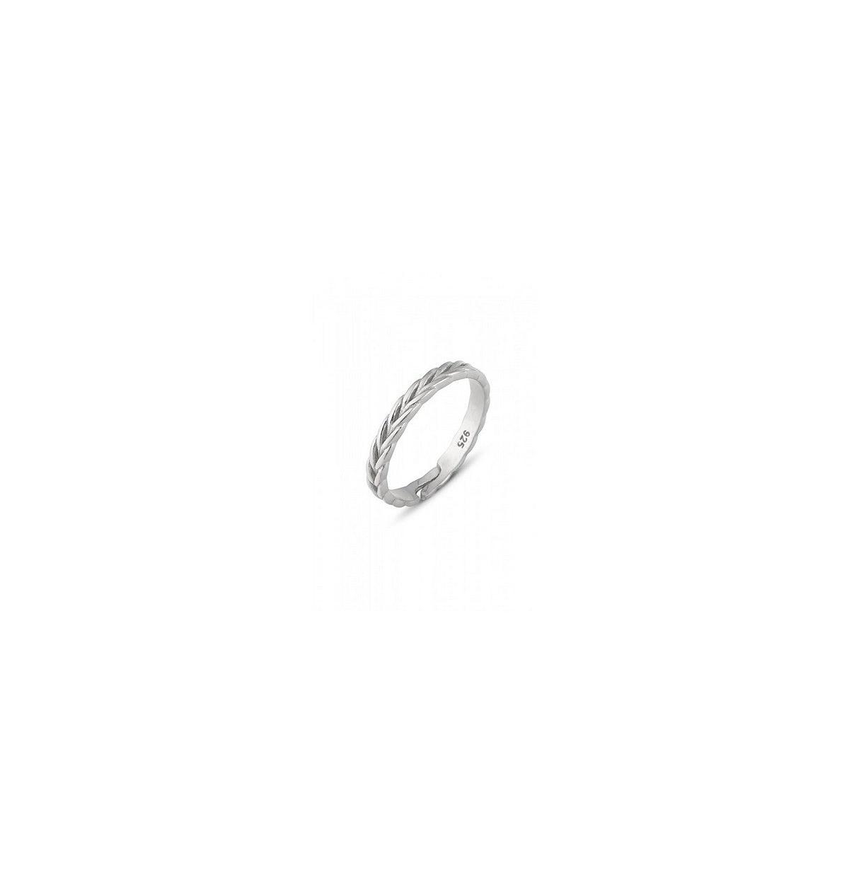 Braided Design Adjustable Sterling Silver Band Ring - Silver